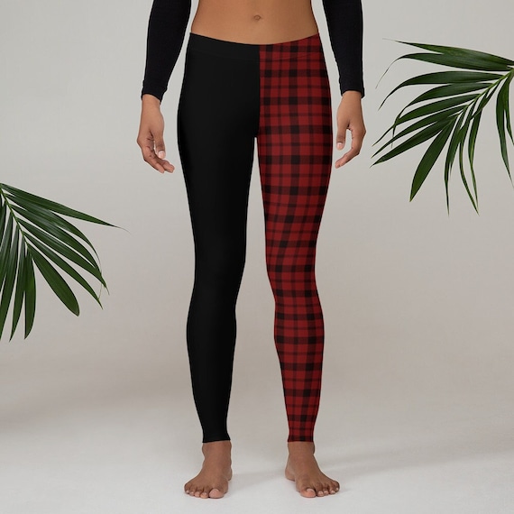 RED BUFFALO PLAID Leggings for Women Yoga Pants Womens Yoga