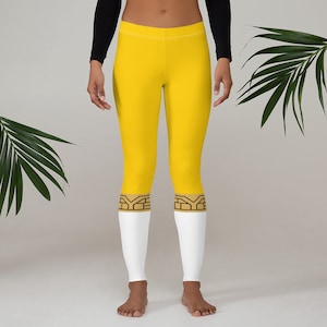 Gele vechter (geometrische) cosplay legging of capris | Dames-, plus-, baby-, kinder-, jeugd- en herenmaten!