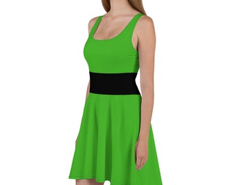 Super Sisters Green Cosplay Skater Dress