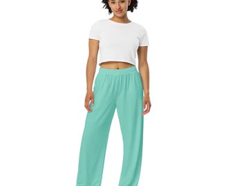 Duelist Turquoise All-Over Print Unisex Wide-Leg Pants