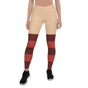 Red and Maroon Wide Striped False Thigh High Leggings | Wide Stripes | Women&#39;s, Plus, Kids, Youth, & Men&#39;s Sizes!