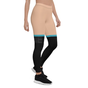 Digital Popstar Turquoise Stripe False Thigh High Cosplay Leggings | Women&#39;s, Plus, Baby, Kids, Youth, & Men&#39;s Sizes