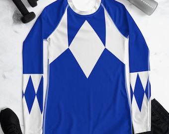 Blue Fighter Rash Guard Shirt