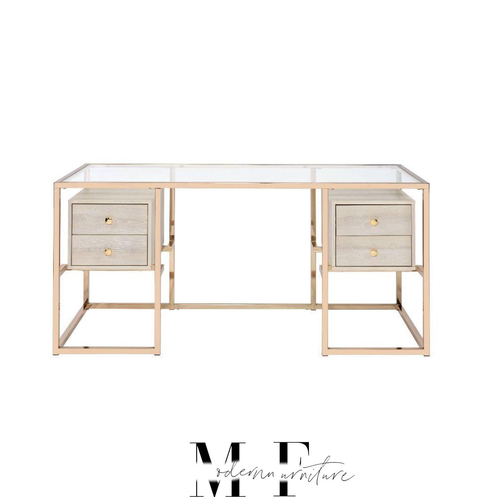 Modern Glass Desk with Drawers Desk with Storage Glam Etsy
