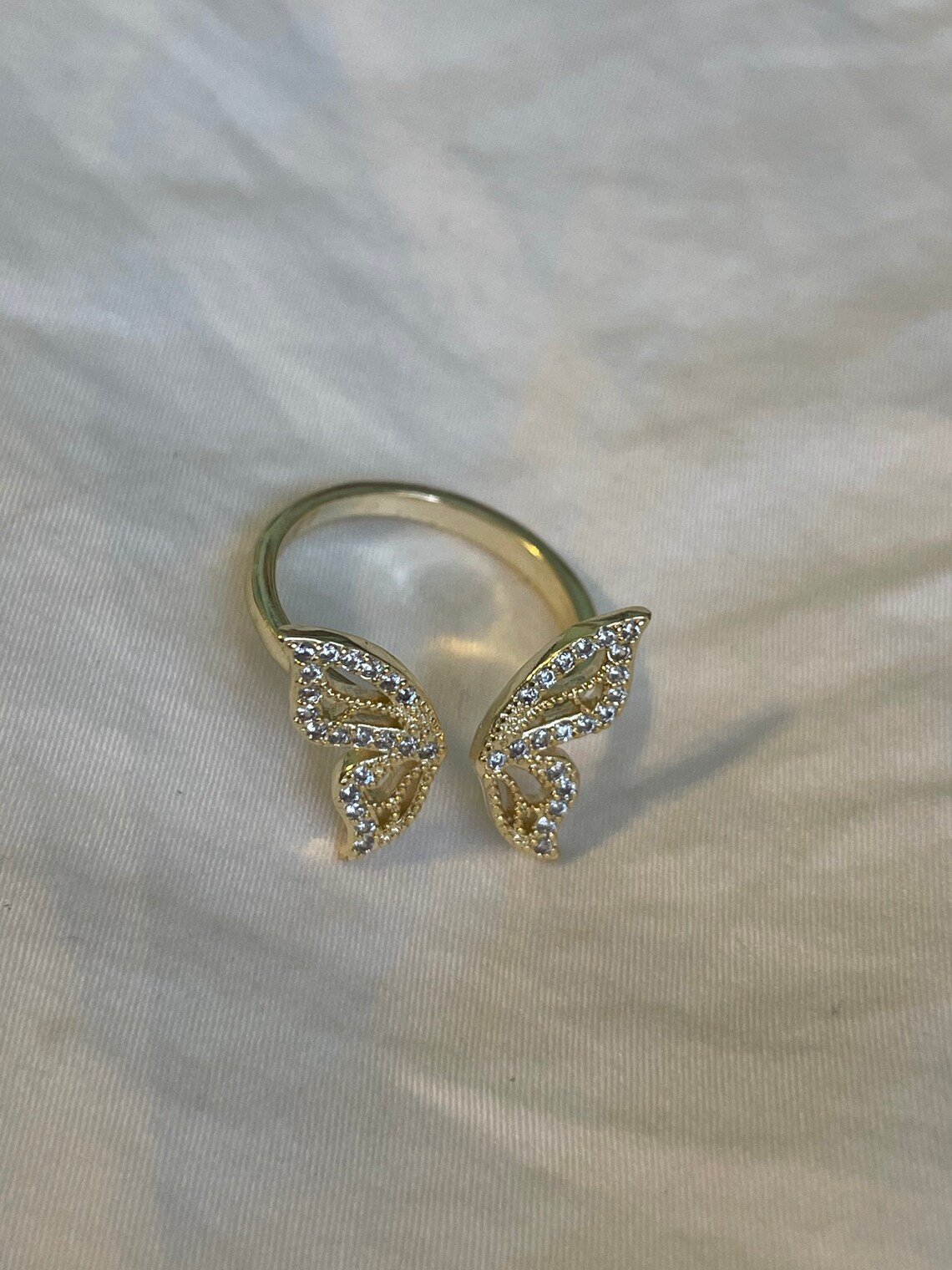 Adjustable gold butterfly ring Etsy