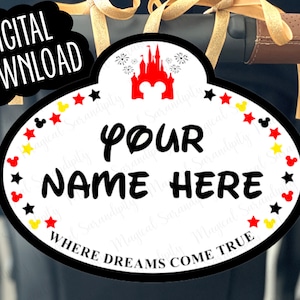 Disney Stroller Tag, {DIGITAL DOWNLOAD}, Disney Stroller Sign, Printable Tag, Customized Sign, Personalized Sign