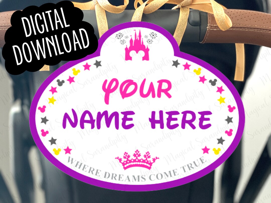 Disney Stroller Tag, DIGITAL DOWNLOAD, Disney Stroller Sign, Printable ...