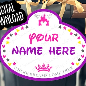 Disney Stroller Tag, {DIGITAL DOWNLOAD}, Disney Stroller Sign, Printable Tag, Customized Sign, Personalized Sign