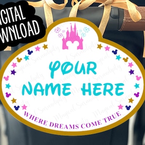 Disney Stroller Tag, {DIGITAL DOWNLOAD}, Disney Stroller Sign, Disney 50th, Disney Trip Gift, Customized, Personalized