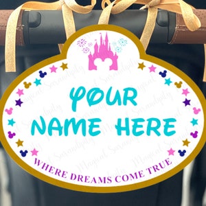 Disney Stroller Tag, Disney Stroller Sign, Disney 50th Anniversary Cast Member Stroller Tag, Disney Trip Gift, Customized, Personalized