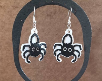 Hanging Spider Halloween Dangle Earrings | 3D Printed