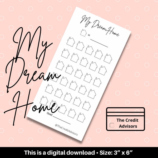 My Dream Home - A6 Savings Trackers for cash envelope savings, Money Saving Challenge, Saving Trackers