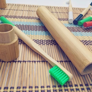 Bamboo Toothbrush & Case Holder - Travel Portable Wooden Toothbrush Case - Eco Friendly Natural Zero Waste - Handmade Biodegradable Organic