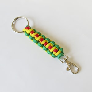 Vietnam Service Colors Paracord Key Ring, Green Yellow Red colors key ring, Hook and Ring key ring, Matches bracelet