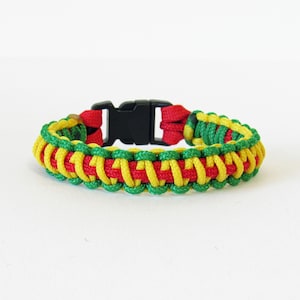 Custom Sized Slimmer Style Vietnam Service Ribbon Colors Bracelet, Red Green Yellow Colors, Service Ribbon Paracord Bracelet