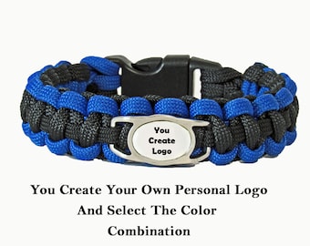 Custom Paracord Survival Bracelet: Personalized Logo, Cobra Braid