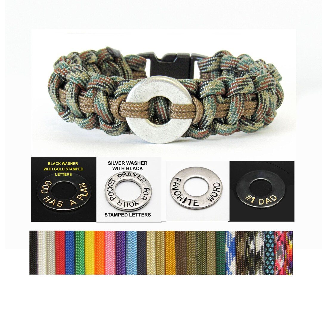 Custom Fit Personalized Paracord Survival Bracelet, Add Your Own Text