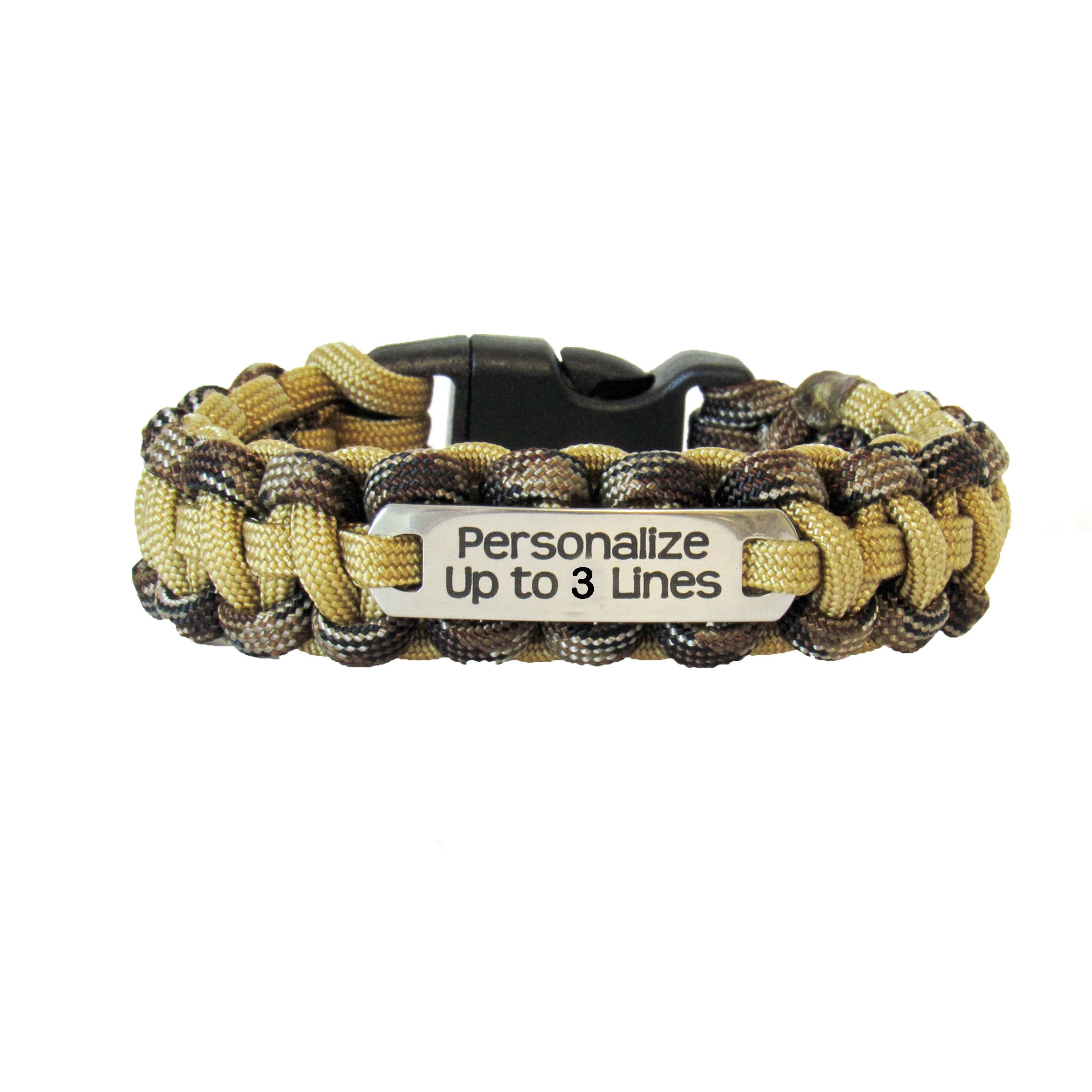 Micro Paracord Bracelet with Engraved Stainless Steel Oval ID Tag No