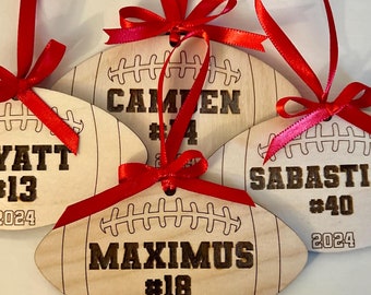Personalized Football Ornament, Christmas Ornament , Name Laser Engraved, Gift & Stocking Tag, Sports, NFL, Team Gift, MVP, Team Ornaments