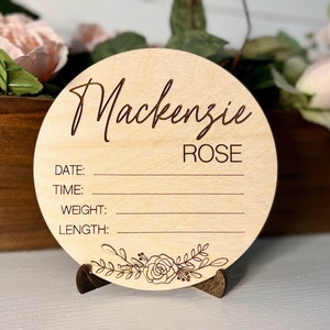 Baby Name Sign | Birth Announcement Sign | Engraved Wooden Name Sign | Wooden Nursery Decor | Newborn Photo Prop | Baby Shower Gift