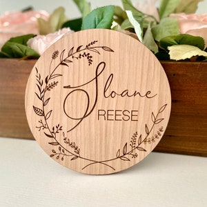 Baby Name Sign | Birth Announcement Sign | Engraved Wooden Name Sign | Wooden Nursery Decor | Newborn Photo Prop | Baby Shower Gift