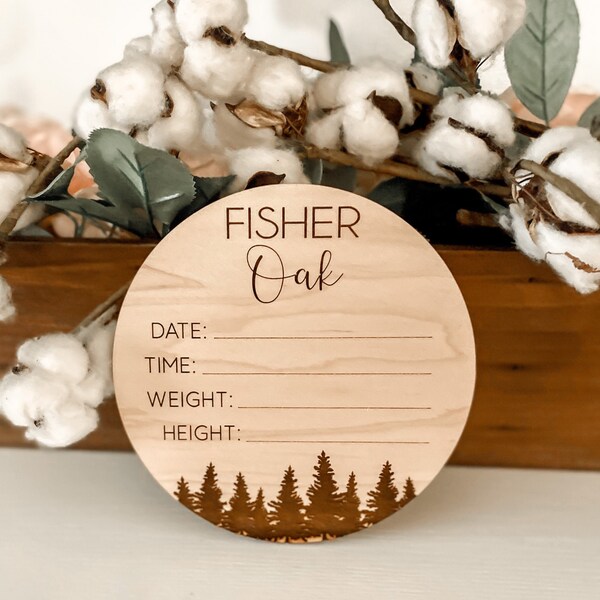 Baby Name Sign | Birth Announcement Sign | Engraved Wooden Name Sign | Wooden Nursery Decor | Newborn Photo Prop | Baby Shower Gift