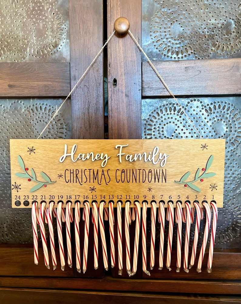 Candy Cane Christmas Countdown, Advent Calendar, Family Sign ...