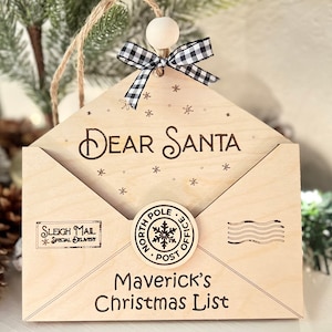 Sobre De Madera, Carta A Santa Ornamento, Polo Norte, Adorno Personalizado, Regalos Para Niños, Nochebuena, Elfo Prop, Adorno Familiar