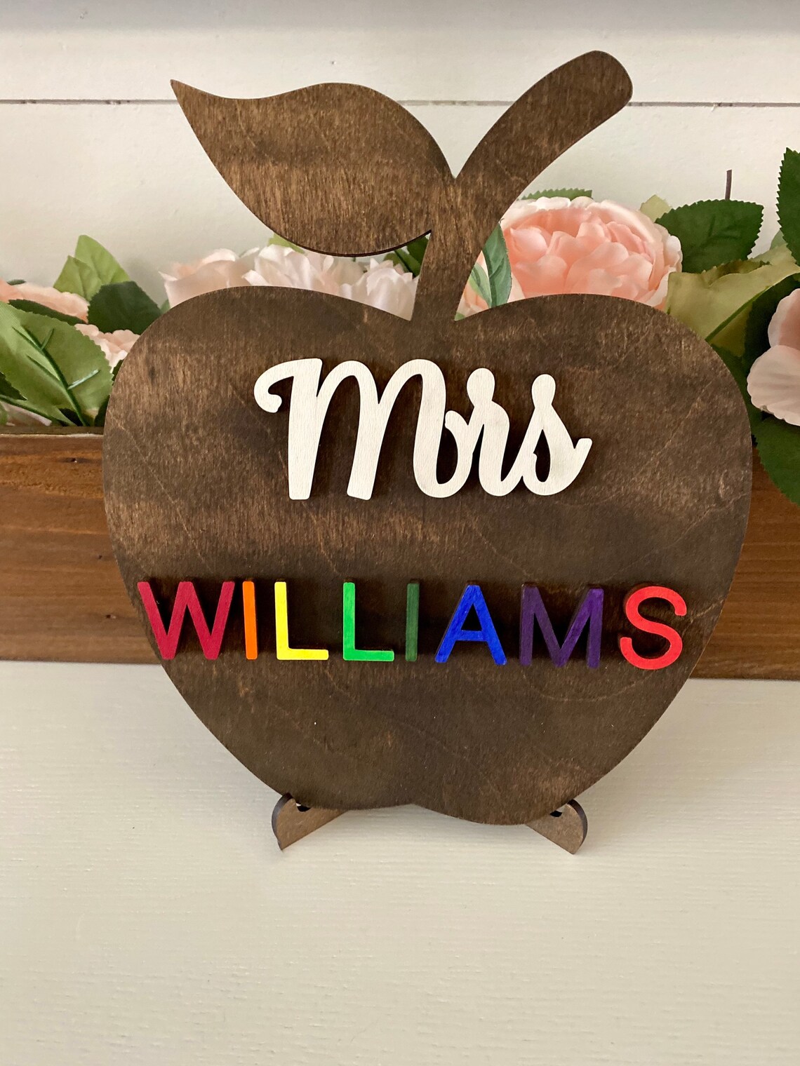 Personalized Teacher Name Sign | Desktop | Apple Name Sign | Teacher ...