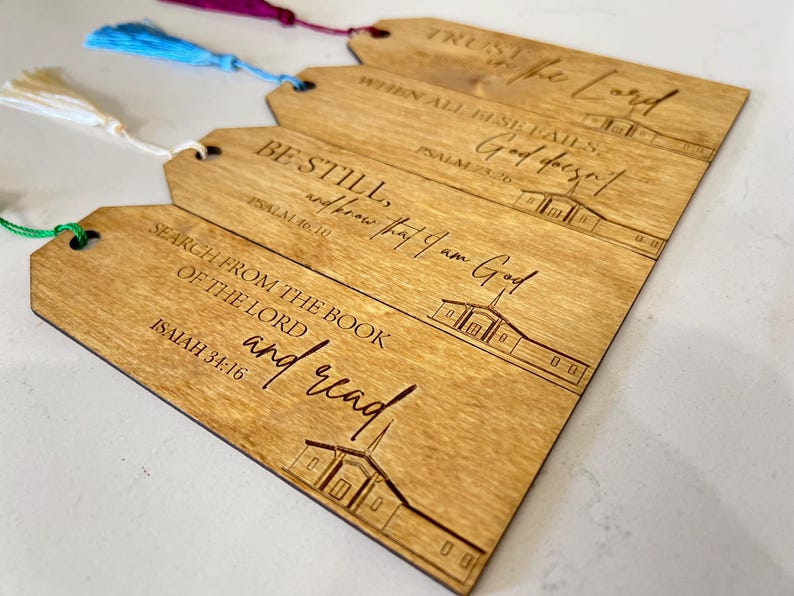 Scripture Embeded Bookmarks Laser Engraved Wooden Bible Verse Bookmark With Tassel, Personalized ...