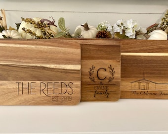 Custom Cutting Board, Family Name, Wooden, Charcuterie, Monogram, Housewarming Gift, Personalized Gifts for Christmas, Add Your Image