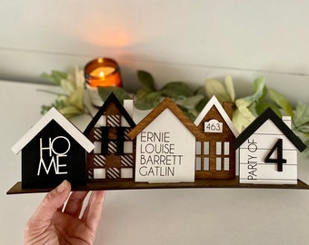 Personalized Standing House Centerpiece, Farmhouse Decor, Personalized Family Signs, Mini House, House Warming Gift, Home Decor, Custom