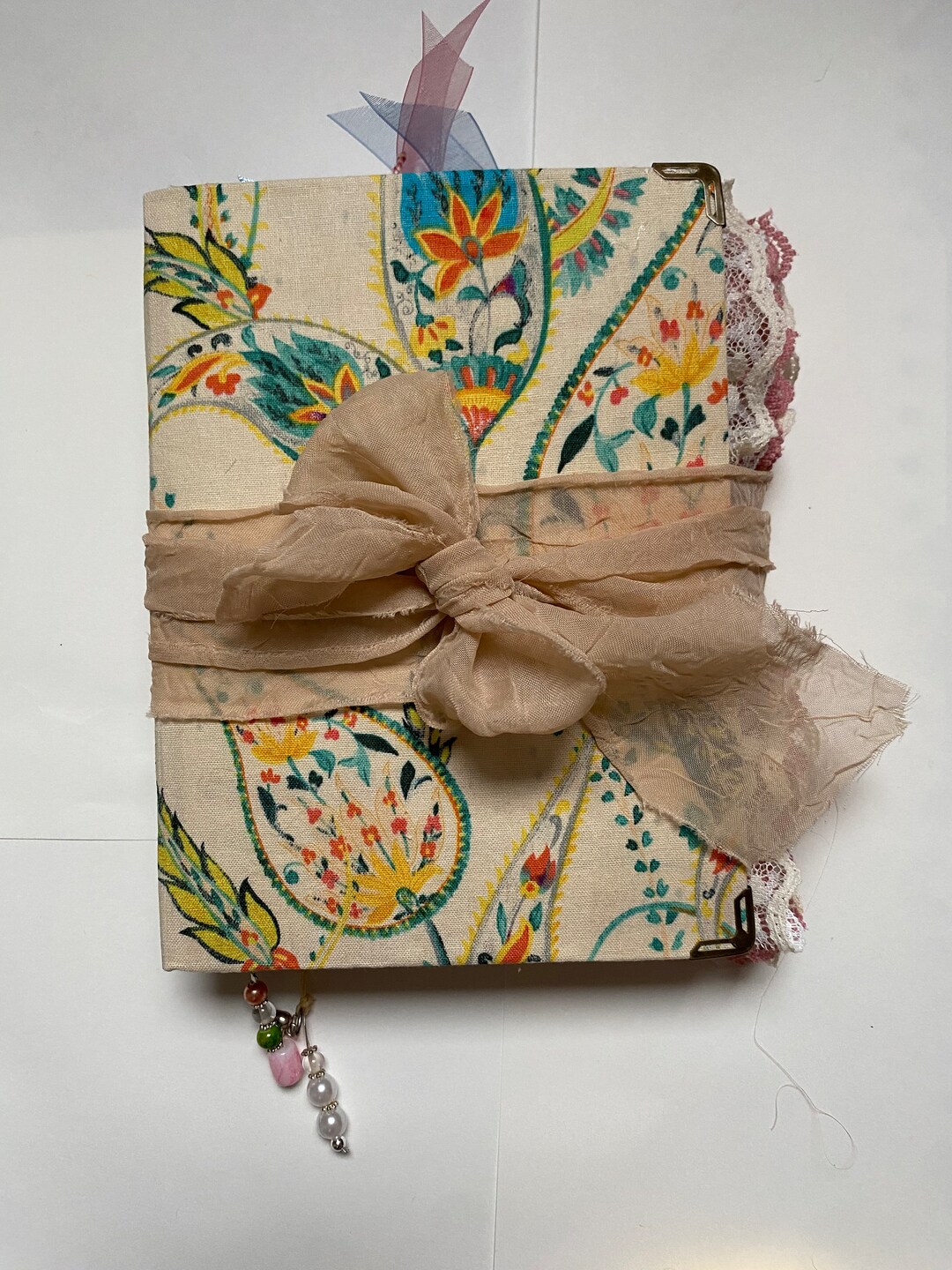 Boho Inspired Repurposed Snack Box Fabric Covered Junk Journal Etsy