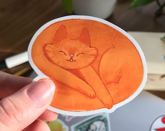 Oranje Kat | Glanzende Vinyl Sticker