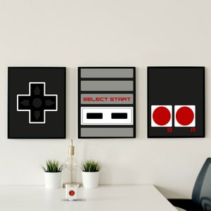 Controller Poster Set | NES Inspired, Printable 3 Piece | Game Room Wall Art and Decor | Minimalist | Old School Retro Video Game