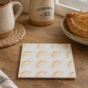 Cornish Pasty Design Coaster – Traditional Cornwall Gift, Cornish Kitchen Décor, Gift for Food Lovers