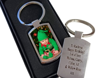 Personalised Keyring  Photo Keyring - Gifts for Him - Personalised Keyring Photo  Engraved Keychain Photo Gifts Keyring mothers day