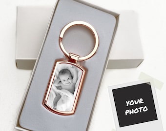Personalised Keyring Engraved gift Mum Photo Keyring for Her Rose Gold Photo Gifts Fathers Day Gift   Keychain Gift for Mummy
