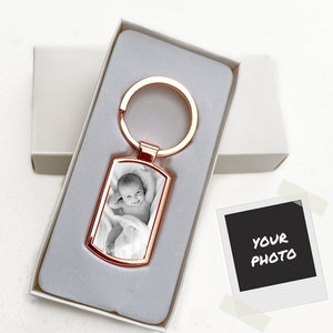 Personalised Keyring Engraved gift Mum Photo Keyring for Her Rose Gold Photo Gifts Fathers Day Gift   Keychain Gift for Mummy