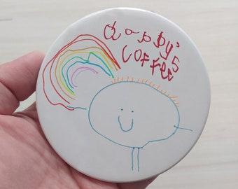 Daddy Gifts for Birthday Personalised Kids Drawing Coaster Ceramic Personalised Coaster birthday Gift for Dad from Daughter Son Fathers Day