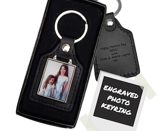 Engraved Keyring - Photo Gifts - Photo Keyring - Birthday Gift for dad - Photo Key Chain Personalised - Nan boyfriend Fathers day
