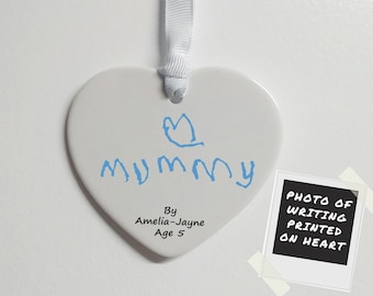 Fathers Day Gift for Mum Gift from Son, Mummy Gift from Daughter -Gift from Children Handwriting heart Decoration Actual Handwriting UK