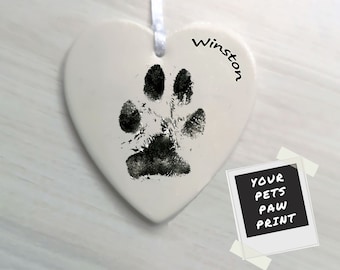 Dog Memorial Gift - Paw Print Dog Gifts - Pet Memorial Ornament  - Pet Loss Heart - Dog Bereavement -  Dog Loss - Dog Sympathy Gifts