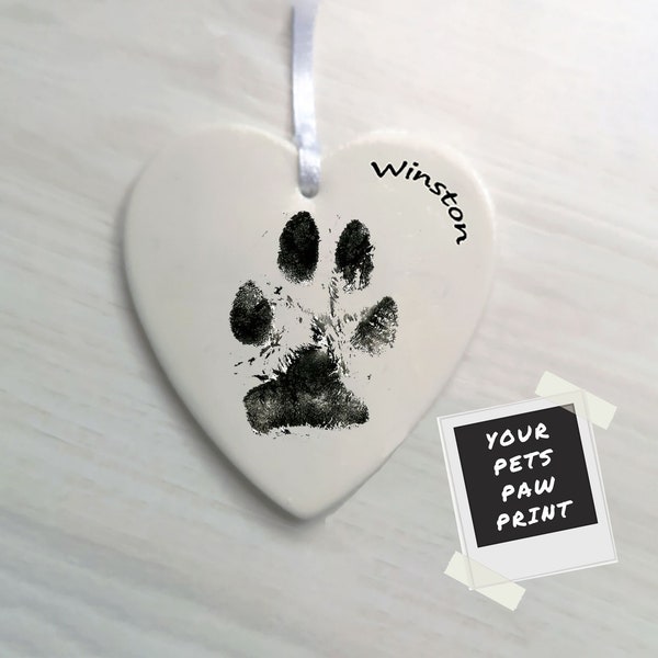 Dog Memorial Gift - Paw Print Dog Gifts - Pet Memorial Ornament  - Pet Loss Heart - Dog Bereavement -  Dog Loss - Dog Sympathy Gifts