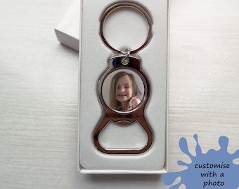 Photo Bottle Opener Keyring Fathers Day Gift   Dad Gift from daughter  for Mum keychain Bottle Opener Personalised Keyrings boyfriend