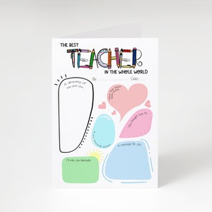 Teacher card, Teacher appreciation card, Personalised Teachers card Teacher Thank You Card for teacher, End of School Card, End of Year Card