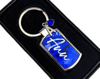 September Birthday Gifts - September Birthday Gift for Her - Birthstone Keyring UK - Birth Stone Keychain - Personalised Keyring Name -