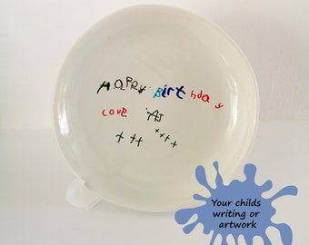 Personalised Handwriting Birthday Gift Plate - Actual Handwriting Personalised Birthday Gift - Childs Hand Writing  Kids Artwork Fathers Day