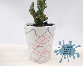 Design Your Own Plant Pot birthday Gift for Grandma Ceramic Indoor Plant Pot  Childs Drawing -Easter Gift from kids  Fathers Day Gift