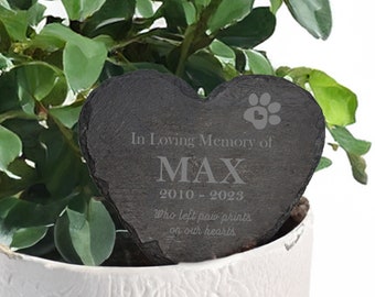 Memorial gift - Memorial Plaque for Pet Dog or Cat Memorial Stone - Personalised Dogs Grave Stone - Heart Slate Marker dog remembrance gift